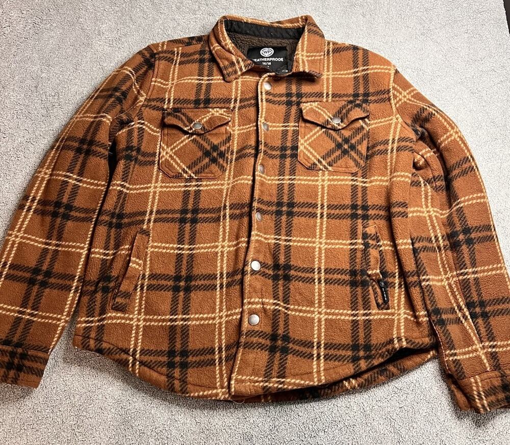 Weatherproof Youth Boy's Sherpa Lined Fleece LS Button Up Shirt Jacket 14/16